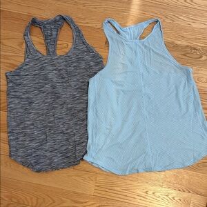 Lululemon M 6 8 Women's Racerback Tank Tops - Gray and Light Blue